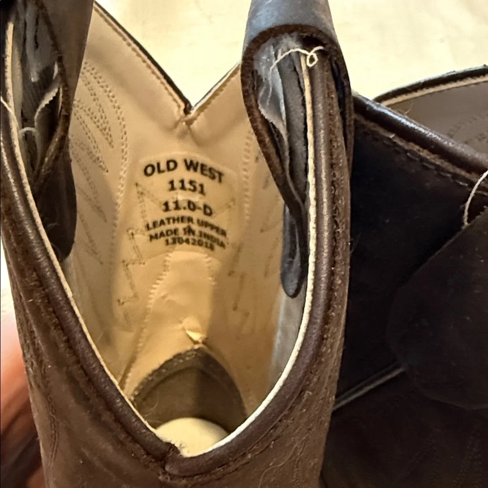Old West Brown Leather Cowboy Boots – Toddler Size 11 - Picture 4 of 4